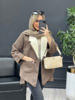پالتو جیب پرچی یقه خز کد 4153 - تصویر 3