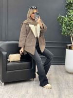 پالتو جیب پرچی یقه خز کد 4153 - تصویر 12