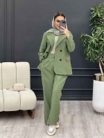 ست مانتو و شلوار لینن چهار دکمه کد 4509 - تصویر 33