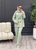 ست مانتو و شلوار لینن چهار دکمه کد 4509 - تصویر 13