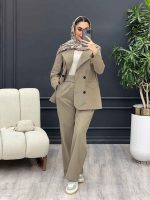 ست مانتو و شلوار لینن چهار دکمه کد 4509 - تصویر 4