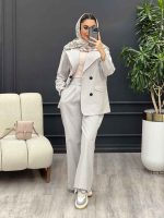 ست مانتو و شلوار لینن چهار دکمه کد 4509 - تصویر 30