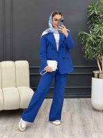 ست مانتو و شلوار لینن چهار دکمه کد 4509 - تصویر 2