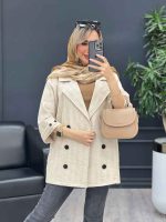 مانتو یقه انگلیسی آستین سه دکمه کد 4494 - تصویر 4
