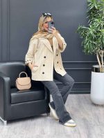 مانتو یقه انگلیسی آستین سه دکمه کد 4494 - تصویر 15