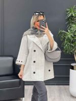 مانتو یقه انگلیسی آستین سه دکمه کد 4494 - تصویر 7