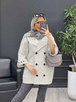 مانتو یقه انگلیسی آستین سه دکمه کد 4494 - تصویر 12