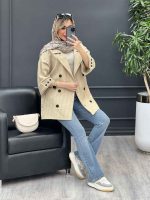 مانتو یقه انگلیسی آستین سه دکمه کد 4494 - تصویر 17