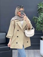 مانتو یقه انگلیسی آستین سه دکمه کد 4494 - تصویر 3