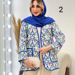 مانتو طرح دار نوار دوزی دو جیب کد 4515