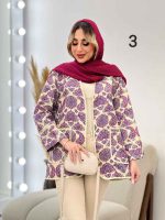 مانتو طرح دار نوار دوزی دو جیب کد 4515 - تصویر 5