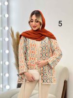 مانتو طرح دار نوار دوزی دو جیب کد 4515