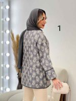 مانتو طرح دار نوار دوزی دو جیب کد 4515 - تصویر 8