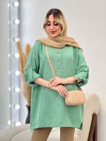 مانتو جلو بسته بغل چهار دکمه کد 4524 - تصویر 12