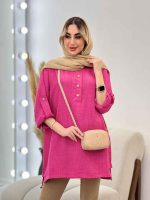 مانتو جلو بسته بغل چهار دکمه کد 4524 - تصویر 9