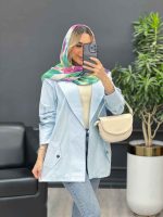 مانتو لینن سرشانه ژیله کد 4453 - تصویر 4