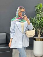مانتو لینن سرشانه ژیله کد 4343 - تصویر 4