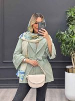 مانتو لینن دو جیب آستین پاگن کد 4289 - تصویر 5