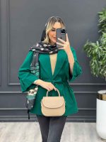 مانتو لینن دو جیب آستین پاگن کد 4289 - تصویر 2