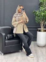 مانتو لینن دو جیب آستین پاگن کد 4289 - تصویر 12