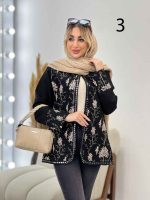 مانتو جلو باز آینه دوزی کد 4431 - تصویر 3
