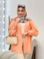 مانتو لینن دو جیب پایین پاگن کد 4371 - تصویر 3