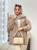 مانتو لینن دو جیب پایین پاگن کد 4371 - تصویر 2
