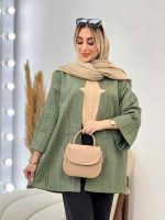 مانتو یقه چاک آستین پاکتی کد 4304 - تصویر 13