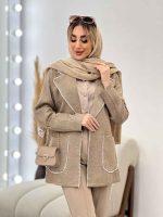 مانتو ژاکارد دو جیب مروارید کد 4330 - تصویر 7