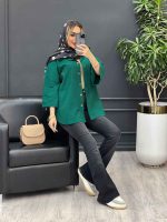 مانتو لینن جیب دکمه کد 4510 - تصویر 22