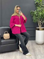 مانتو لینن جیب دکمه کد 4382 - تصویر 8