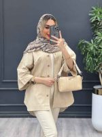 مانتو لینن جیب دکمه کد 4382 - تصویر 4