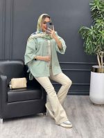 مانتو لینن جیب دکمه کد 4382 - تصویر 17