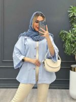 مانتو لینن جیب دکمه کد 4382 - تصویر 3