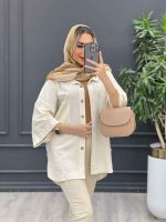 مانتو لینن جیب دکمه کد 4382 - تصویر 7