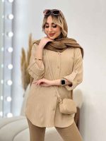 شومیز کراش آستین بند دار کد 4480 - تصویر 7