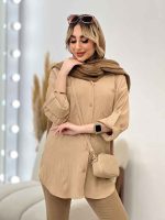 شومیز کراش دو جیب جلو دکمه کد 4405 - تصویر 16