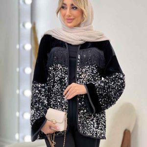 مانتو پولک دوزی ریش دار کد 4403