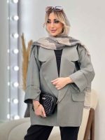 مانتو یقه انگلیسی آستین دکمه کد 4386 - تصویر 4
