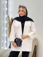 مانتو یقه انگلیسی آستین دکمه کد 4386 - تصویر 8