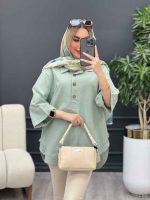 مانتو لینن یقه سه دکمه کد 4394 - تصویر 6