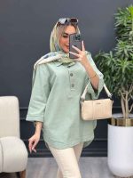 مانتو لینن یقه سه دکمه کد 4394 - تصویر 17