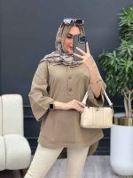 مانتو لینن یقه سه دکمه کد 4394 - تصویر 15