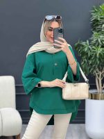 مانتو لینن دو دکمه پایین هلال کد 4486 - تصویر 19