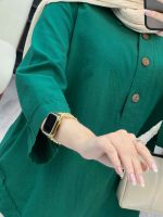 مانتو لینن یقه سه دکمه کد 4394 - تصویر 22