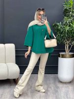 مانتو لینن دو دکمه پایین هلال کد 4486 - تصویر 13