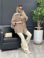 مانتو لینن پشت دکمه سرشانه پاگن کد 4395 - تصویر 17