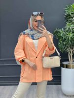 مانتو لینن پشت دکمه سرشانه پاگن کد 4395 - تصویر 25