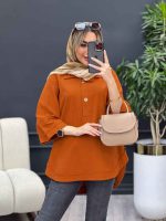مانتو لینن دو دکمه پایین هلال کد 4486 - تصویر 18