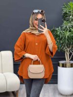 مانتو لینن دو دکمه پایین هلال کد 4486 - تصویر 12